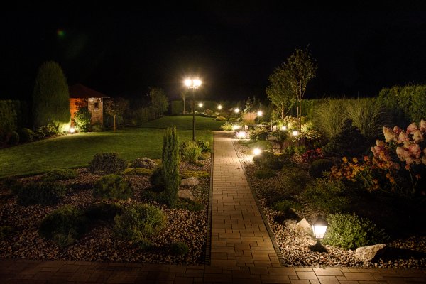 Oświetlenie ogrodu nocą - Ekoland Ogrody